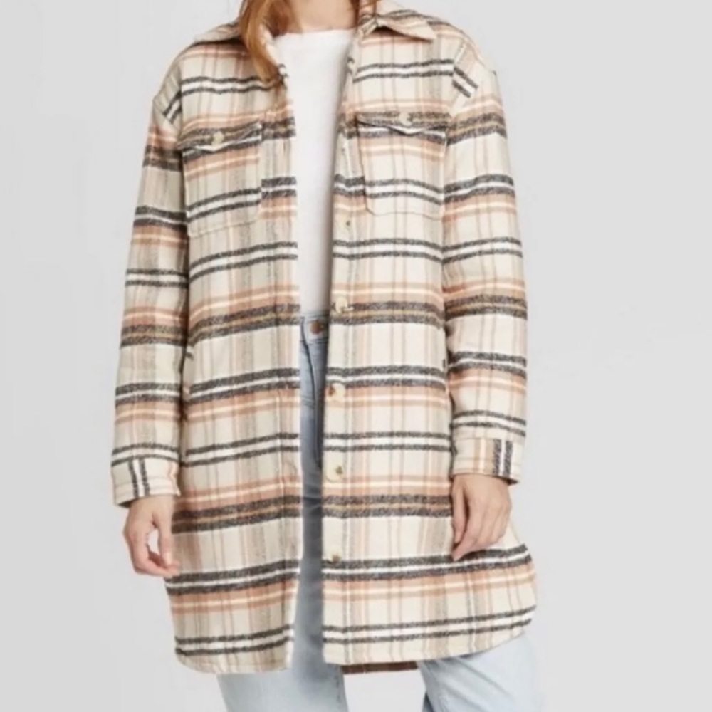 Universal Thread Plaid Quilted Shacket, Size S